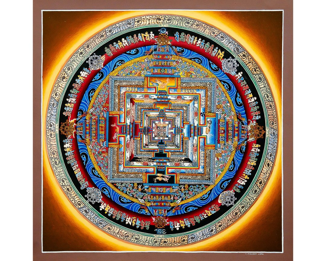 神圣的卡拉查克拉曼陀罗唐卡 – 普遍真理的曼陀罗 - 墙贴/壁贴 - 其他材质 多色