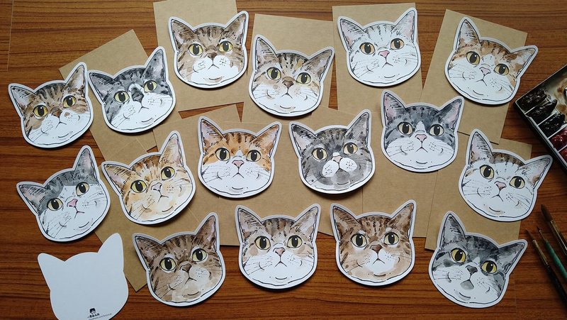 毛孩猫咪万用卡每款皆手工水彩上色 - 卡片/明信片 - 纸 