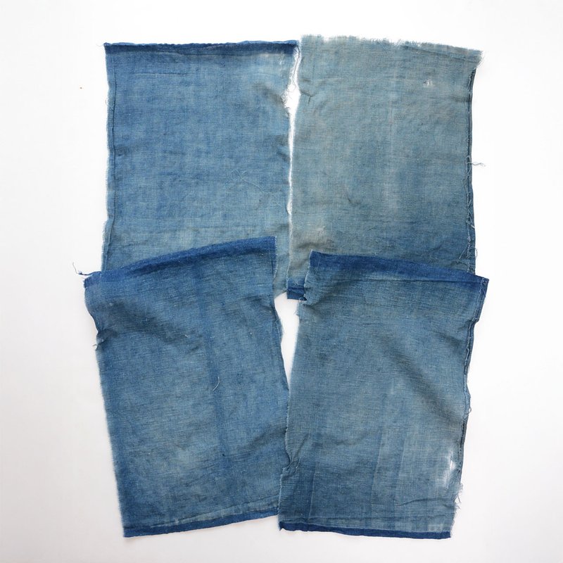 靛蓝染色复古布料套装，棉质，约 22 x 32 厘米，4 件套，日本复古，手工艺材料，翻版，刺绣 - 编织/刺绣/羊毛毡/裁缝 - 棉．麻 蓝色