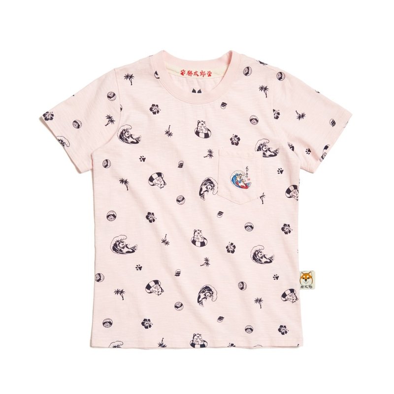 江户胜 日系 女装 胜太郎 夏日满版印花短袖T恤(浅粉红) #上衣 - 女装 T 恤 - 棉．麻 粉红色