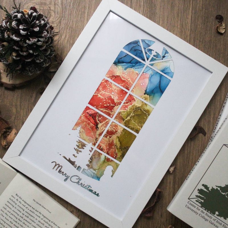 【圣诞限定-高雄场】下班随手作 | 耶诞窗景酒精画 - 植栽 - 纸 