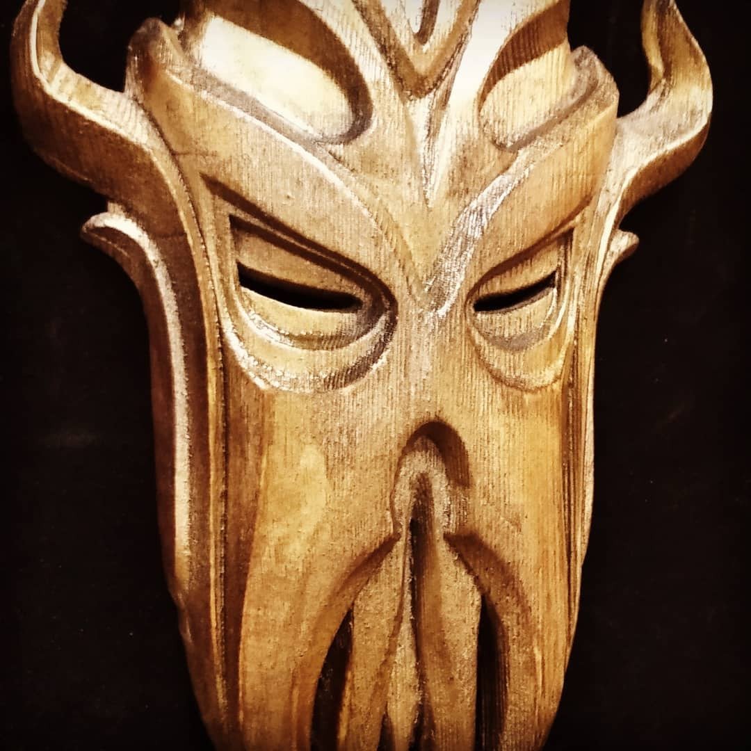 Miraak Skyrim Mask, Dragonborn Mask, TES5 mask, The elder scrolls, TES, Mask - 墙贴/壁贴 - 木头 金色