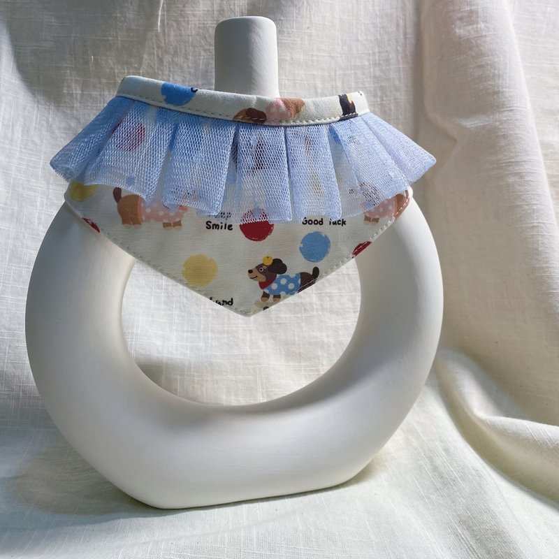 发裁手作。Facai Handmade 宠物领巾 毛孩玛格领_腊肠狗勾蓬蓬裙 - 衣/帽 - 棉．麻 蓝色