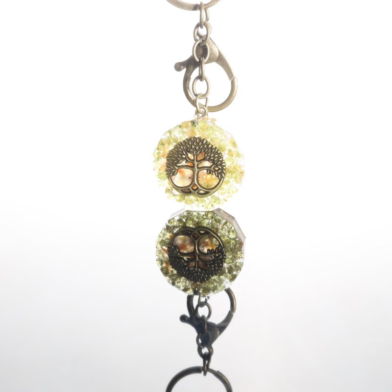 【圣诞饰品】生命之树吊饰钥匙圈3-招财丰盛吊饰/项链水晶疗愈 - 钥匙链/钥匙包 - 玉石 绿色