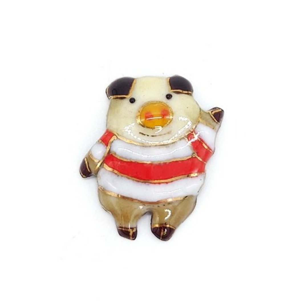 景泰蓝穿毛衣猪胸针（胸针）【订做】 - 胸针 - 其他金属 