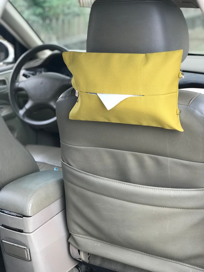 二用车用面纸套 / 芥末黄色帆布面纸套 - 纸巾盒 - 棉．麻 黄色