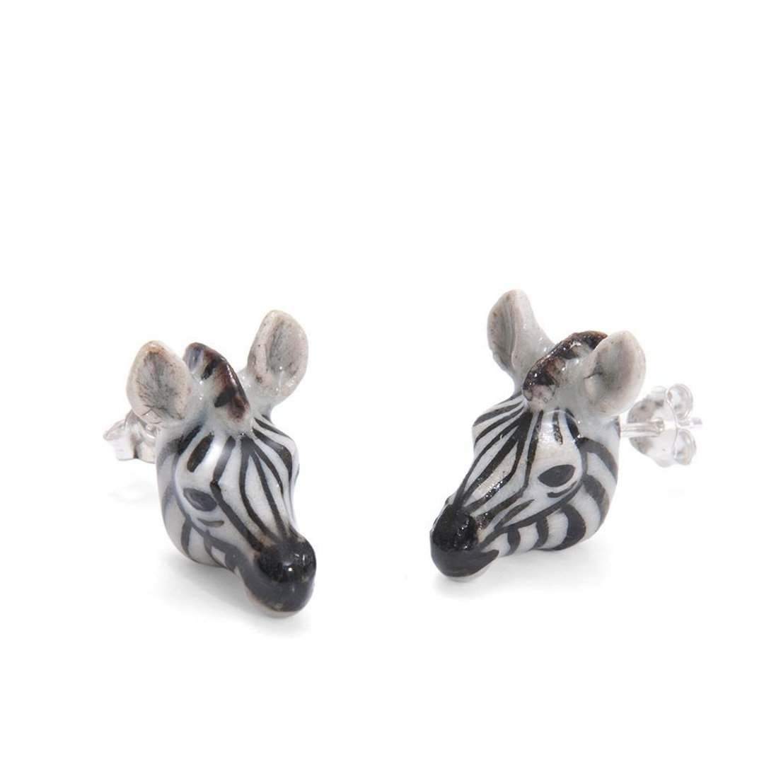 And Mary 手绘瓷耳环-斑马 礼盒装 Zebra Earrings - 耳环/耳夹 - 瓷 黑色