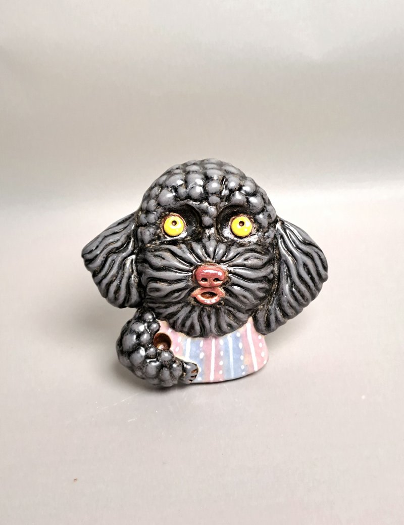 贵宾犬扩香器05(手工陶制品) - 香薰/精油/线香 - 陶 白色