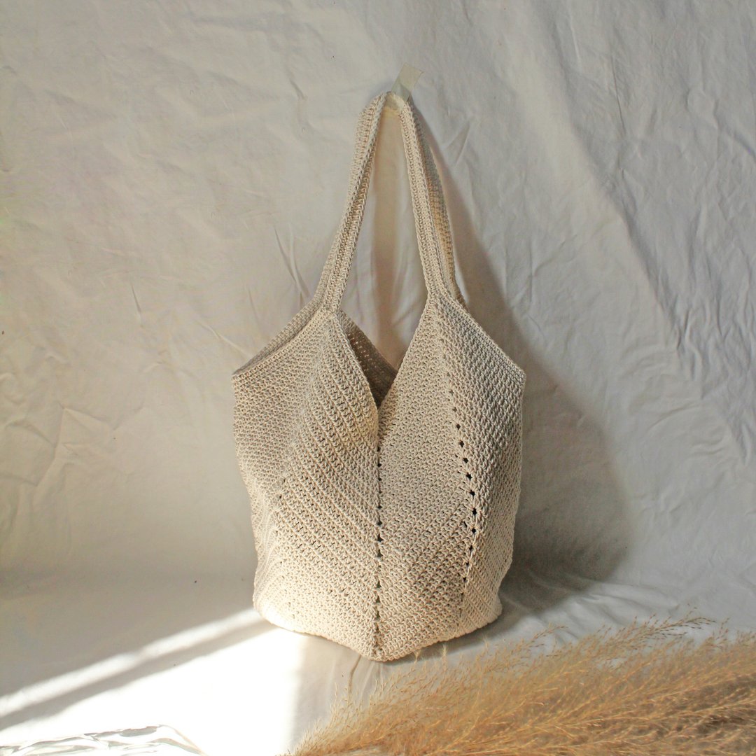 Cream Tote Bag ,Market Bag ,Cream / Beige Crochet Bag ,Shopping Bag - 侧背包/斜挎包 - 其他材质 