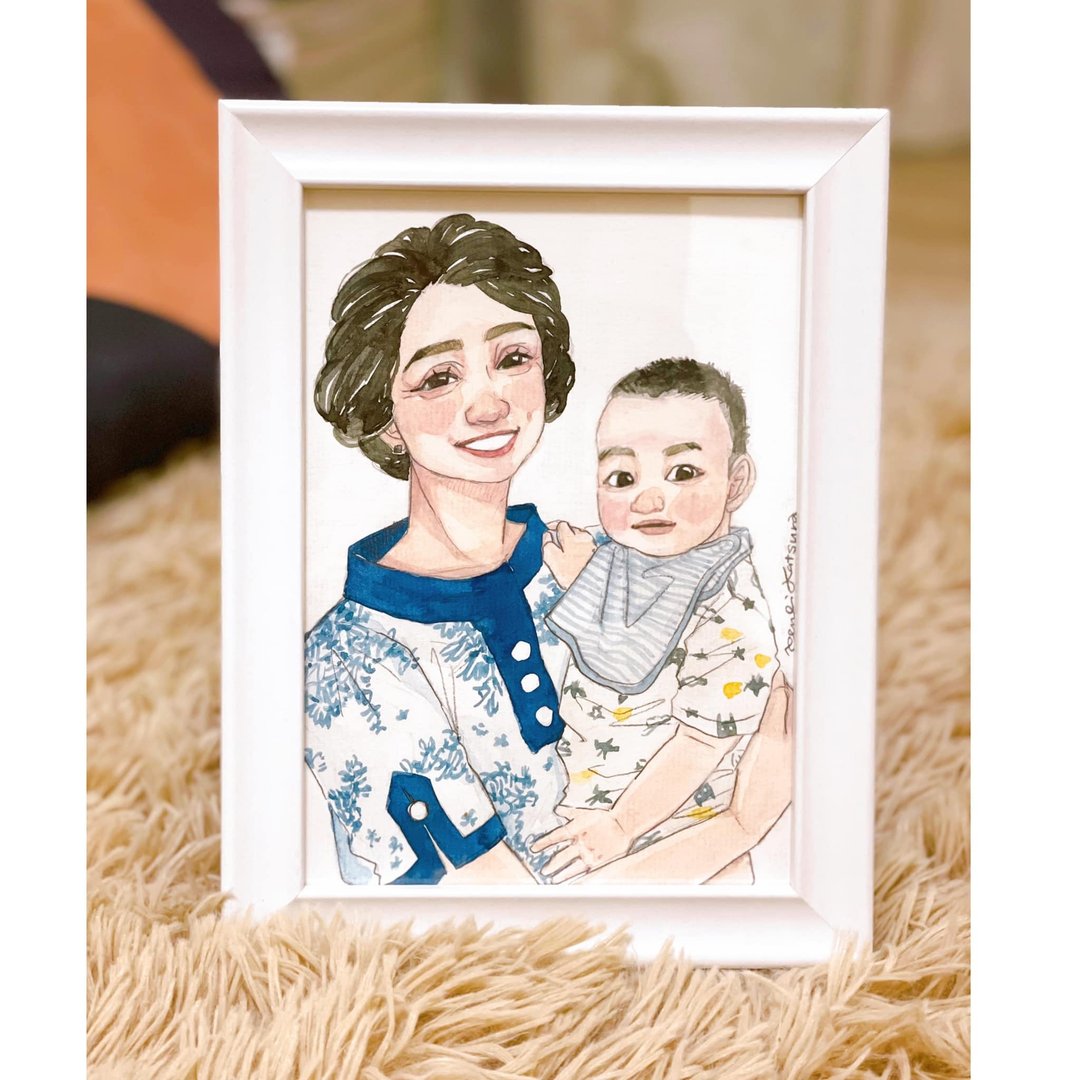 People Portrait 两人7寸画像 / 亲子 宝宝 孩子画像委托 附画框 - 订制画像 - 纸 