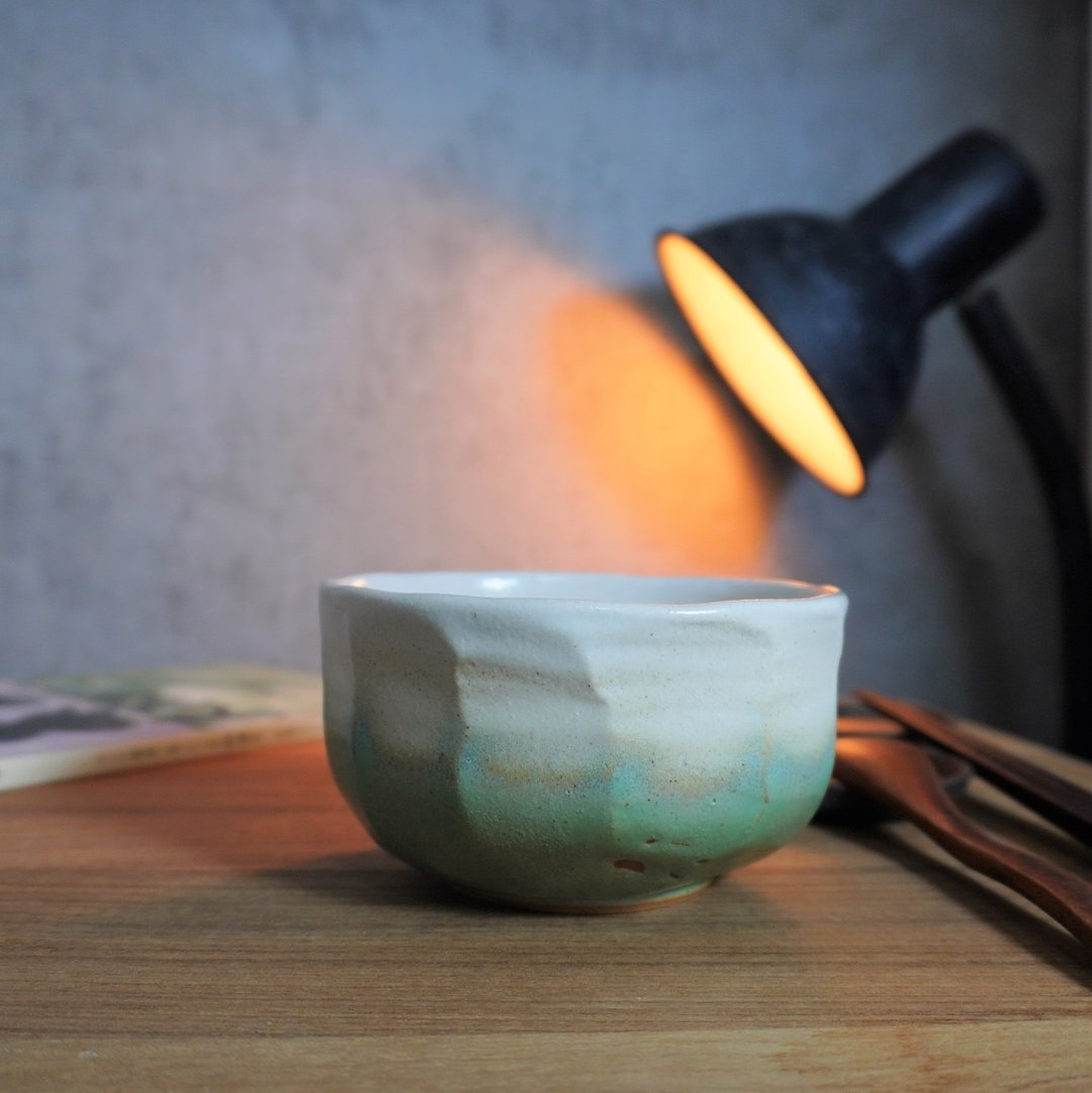 碧绿白手切碗,茶碗,水方,茶洗,水盂,饭碗-容量约450ml - 碗 - 陶 多色