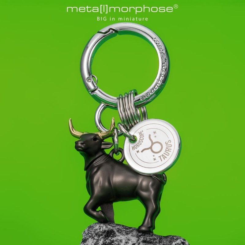 【Metalmorphose】MTM金牛座钥匙圈 生日礼物/礼品/精致吊饰 - 吊饰 - 其他金属 黑色
