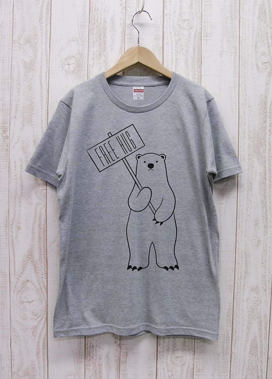 FREE HUG Guide Polar Bear Heather Gray / R011-T-GR - 中性连帽卫衣/T 恤 - 棉 灰色