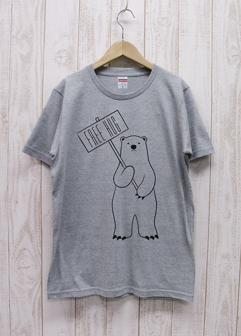 FREE HUG Guide Polar Bear Heather Gray / R011-T-GR - 中性连帽卫衣/T 恤 - 棉 灰色