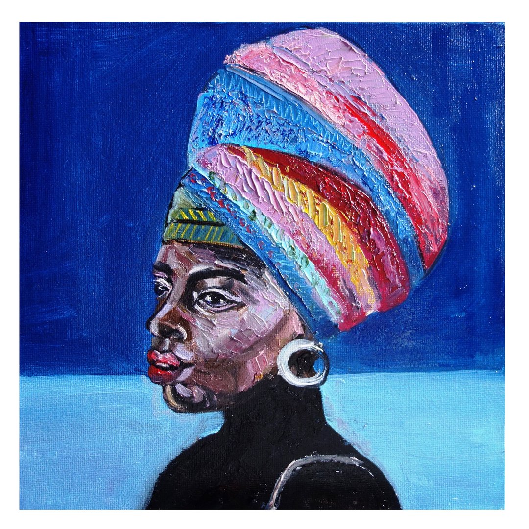 Abstract Girl Painting Oil African Woman Original Art Artwork Impasto Canvas Art - 海报/装饰画/版画 - 其他材质 多色