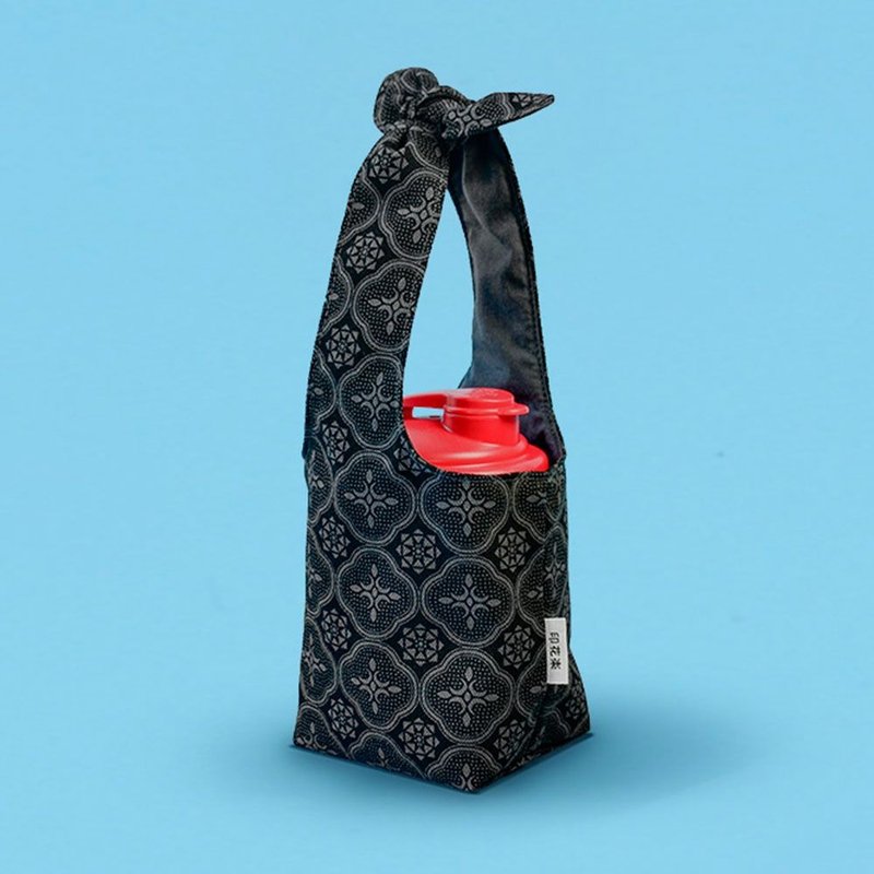 小胖兔耳袋/玻璃海棠/绅士黑色 - 随行杯提袋/水壶袋 - 棉．麻 黑色