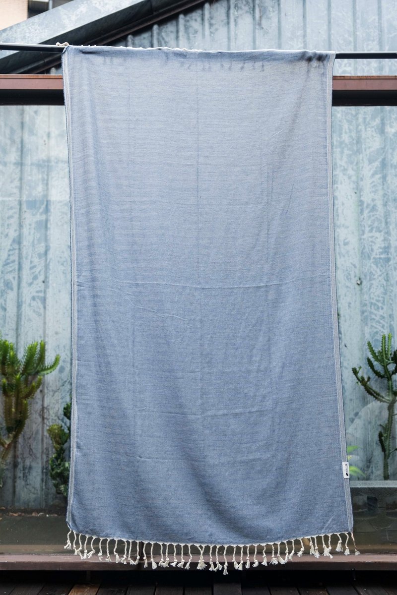 布尔丹手工织巾 - 朴素-蓝 - 土耳其 - 丝巾 - 棉．麻 蓝色