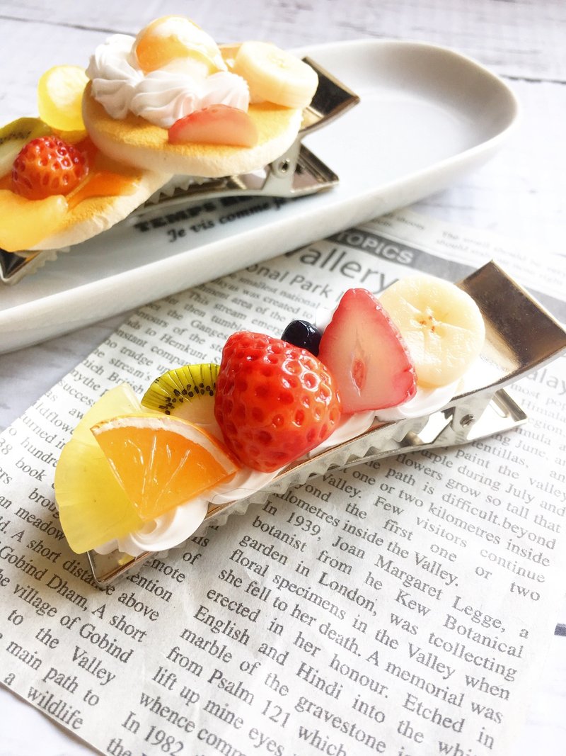 hair clip, hair accessory, fake sweets,fruit,fake food, food sample, present,swe - 发饰 - 粘土 银色