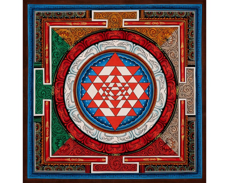 Shree Yantra 曼陀罗唐卡——宇宙平衡与能量流动的神圣象征 - 墙贴/壁贴 - 其他材质 多色