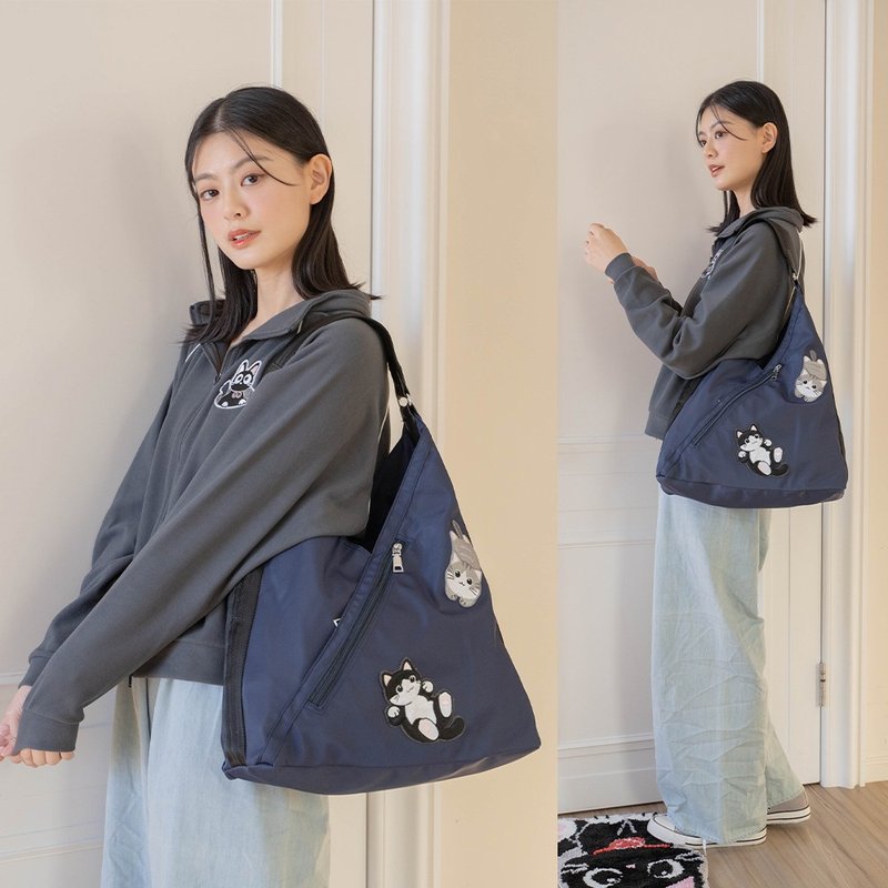 饭团包 小灰猫 奔驰猫 手提 肩背包【33009601】 - 侧背包/斜挎包 - 棉．麻 蓝色