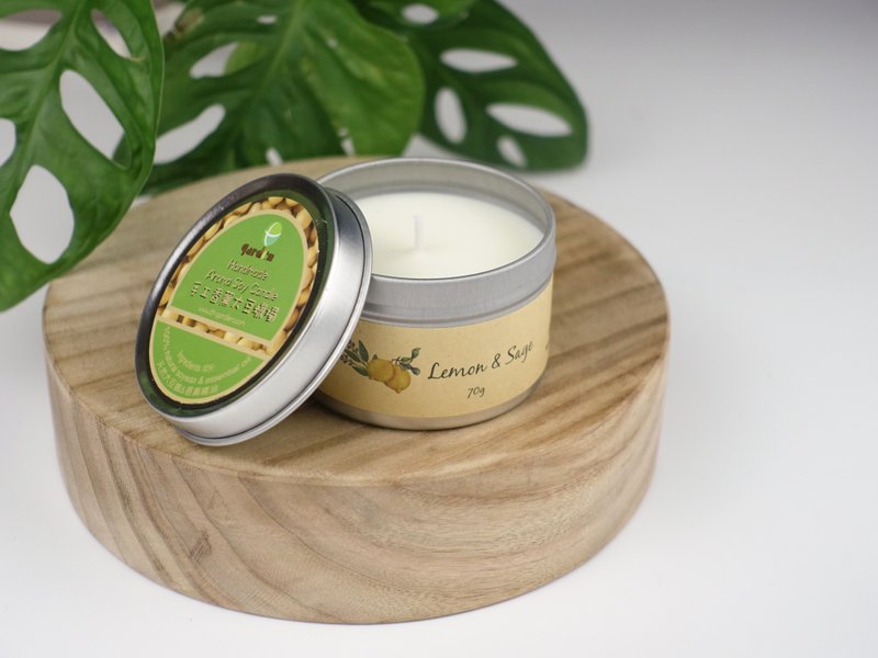 香氛蜡烛天然手工大豆蜡烛家居融蜡扩香 -  Lemon & Sage 70g - 蜡烛/烛台 - 其他材质 
