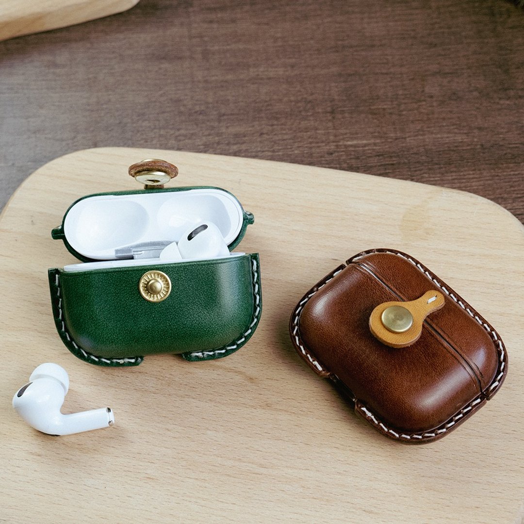 適用 Airpods 1/2/3/4代 pro1/2/3代 意大利牛皮耳機耳機保護套 - 耳机收纳 - 真皮 