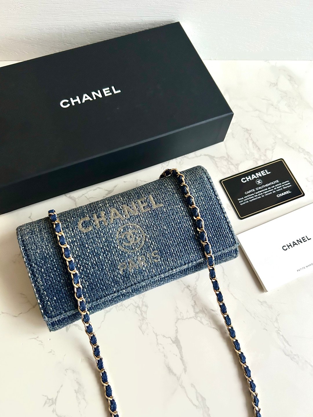绝版古董包 Chanel 牛仔蓝 WOC 侧背包 斜背包 中古包 二手包 长夹 - 侧背包/斜挎包 - 真皮 蓝色