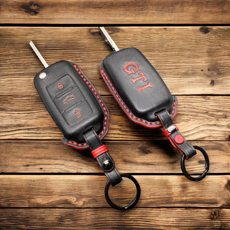 道奇汽车钥匙皮套意大利皮革 - 钥匙链/钥匙包 - 真皮 红色