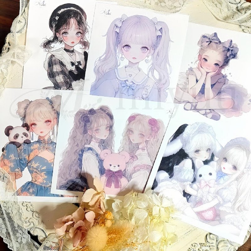 贴纸 原创贴纸 人物贴纸 原创贴纸 女孩贴纸 装饰贴纸 可爱 - 贴纸 - 纸 蓝色