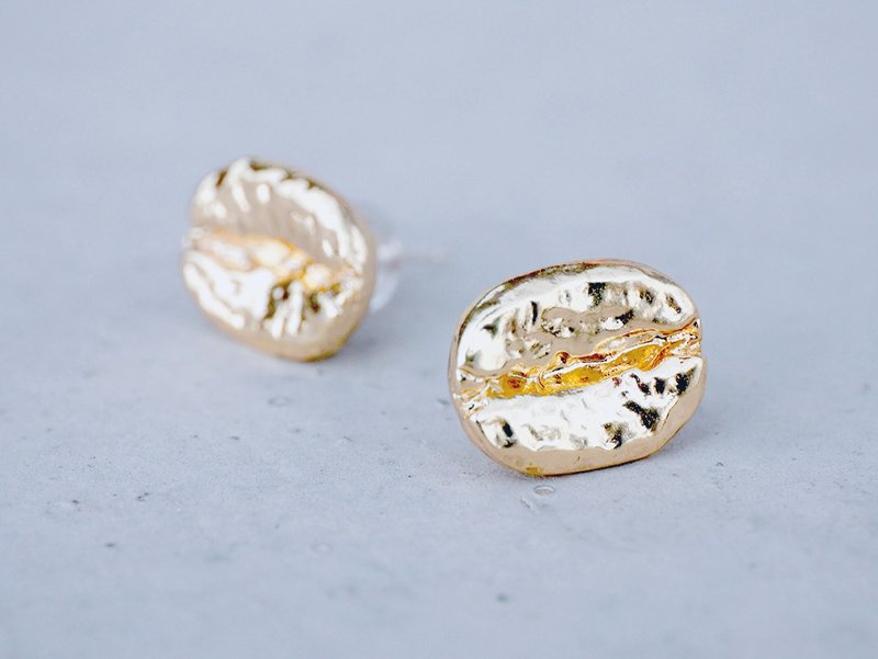 【 圣诞礼物 】COFFEE BEAN 咖啡豆 - 18K金色  *耳环 - 耳环/耳夹 - 其他金属 金色