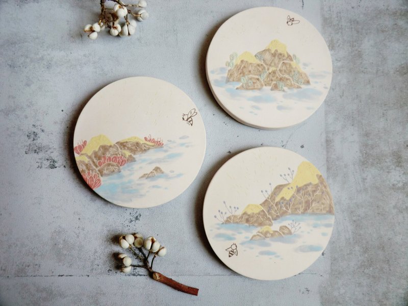 岛屿探险 陶瓷吸水杯垫 - 杯垫 - 瓷 白色