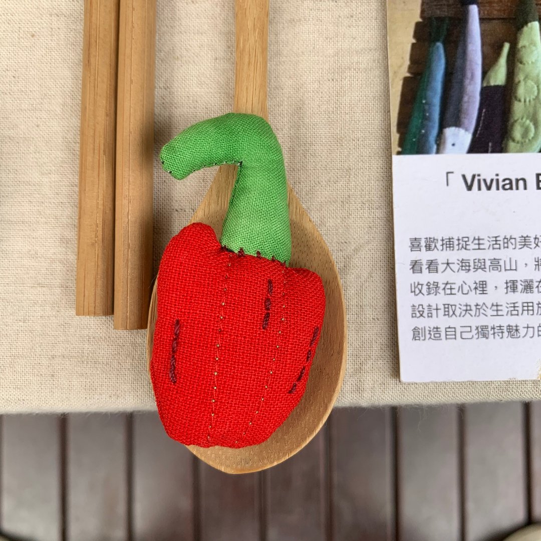红椒胸针 - 胸针 - 棉 红色