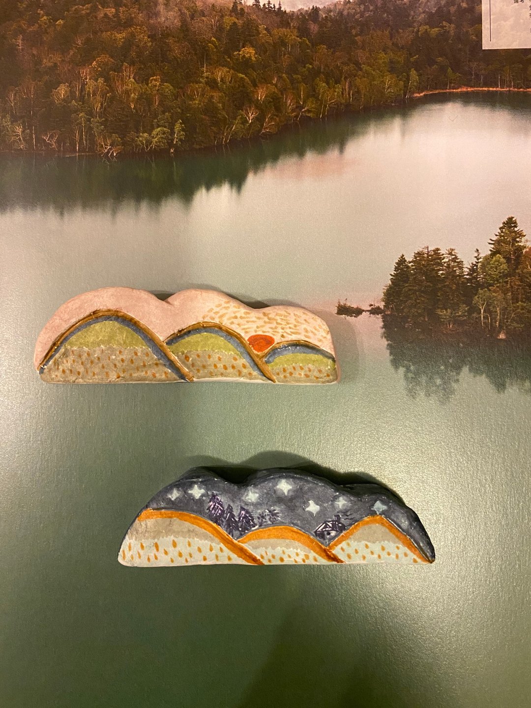 森山旅系列 - 黄昏 星空 小山丘 线香座 干花花器 - 花瓶/陶器 - 粘土 