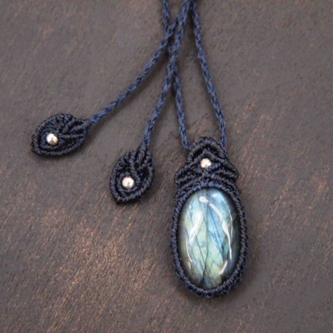 521-Labradorite pendant - 项链 - 半宝石 蓝色