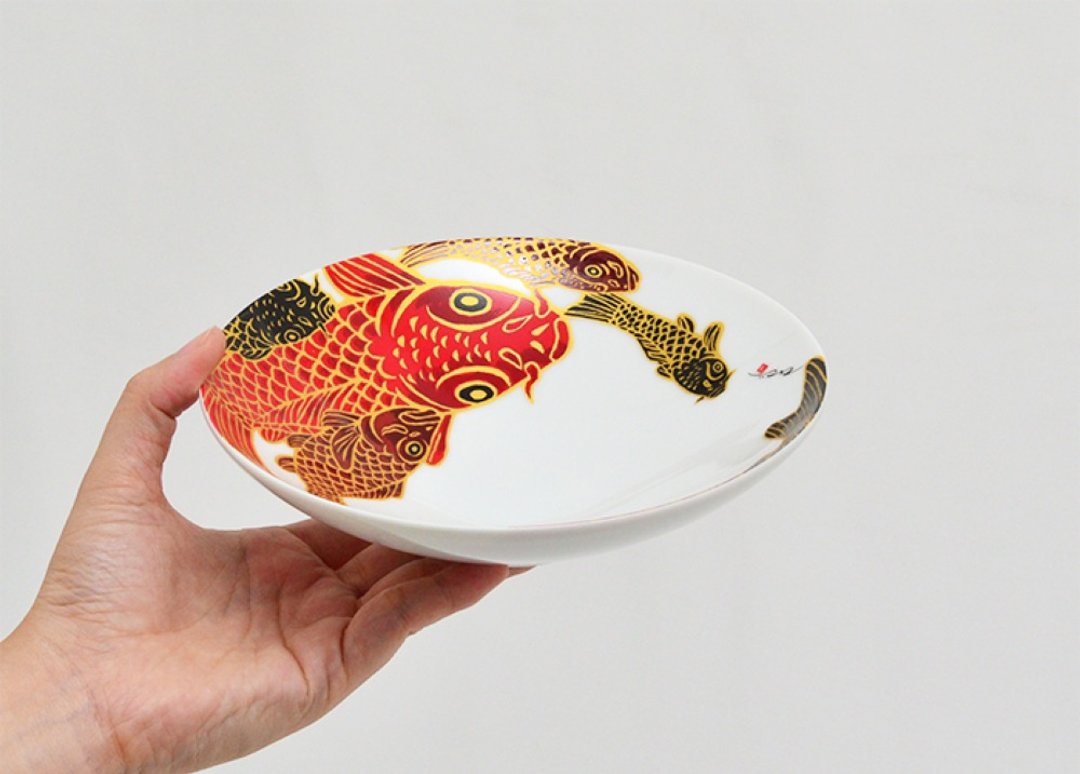 中号扁平碗 Carp is Dragon in Heaven - 碗 - 陶 红色