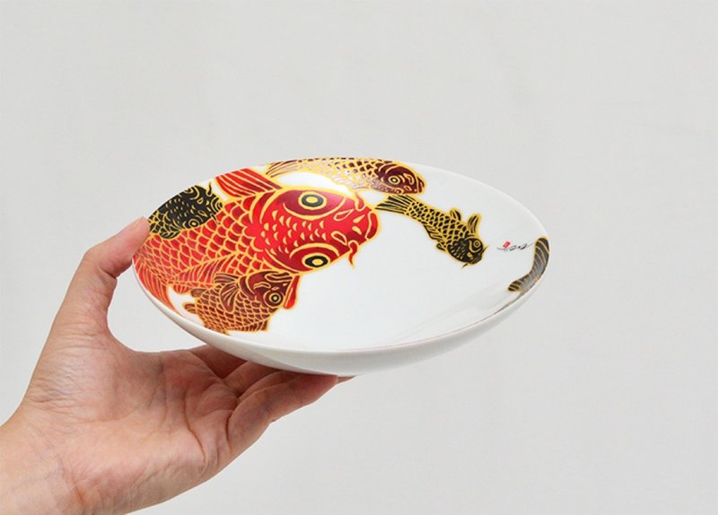 中号扁平碗 Carp is Dragon in Heaven - 碗 - 陶 红色