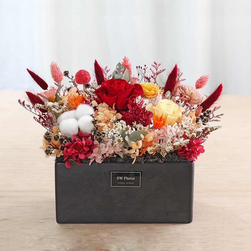 富丽堂皇-工业风-永生花盆栽-开幕盆栽-居家摆设 - 干燥花/捧花 - 植物．花 红色