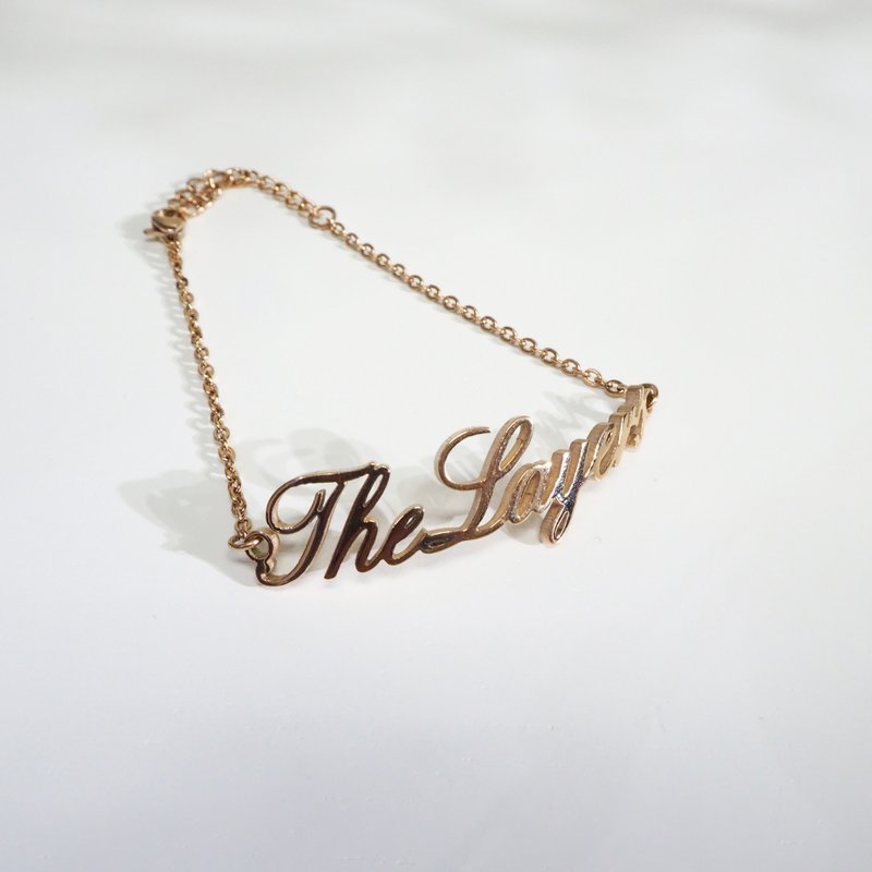 925 纯银18K玫瑰金中英文字母手链 | 定制化个性DIY 名字订制 - 手链/手环 - 纯银 粉红色