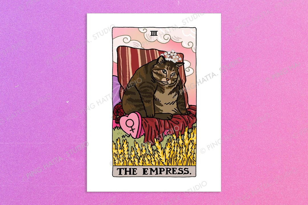 The Empress Brown Fat Cat Meme Tarot Art Poster - 海报/装饰画/版画 - 纸 