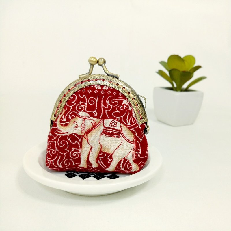 1987 Handmades 【来去曼谷-红】迷你口金包 零钱包 - 零钱包 - 棉．麻 红色