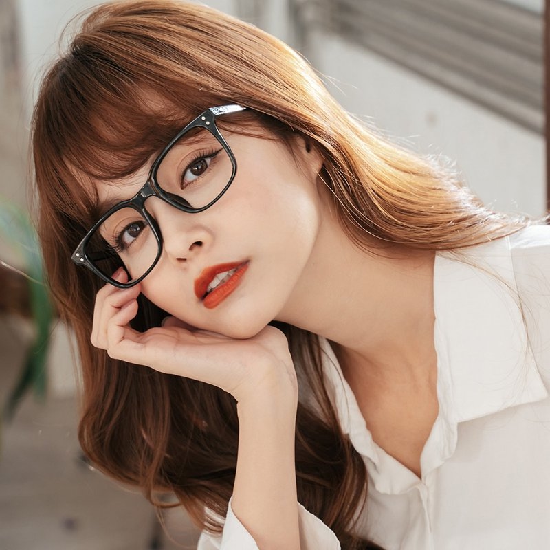 墨尔本的天空之镜│金属装饰纯黑UV400轻量TR90方框滤蓝光眼镜 - 眼镜/眼镜框 - 塑料 黑色