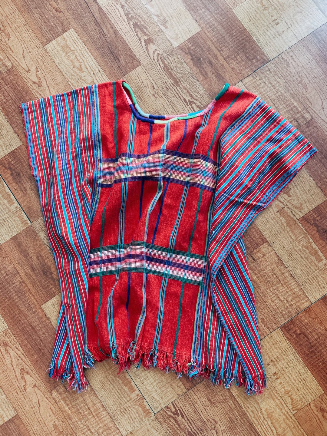 Vintage 手织布领口刺绣上衣 - 女装上衣 - 棉 