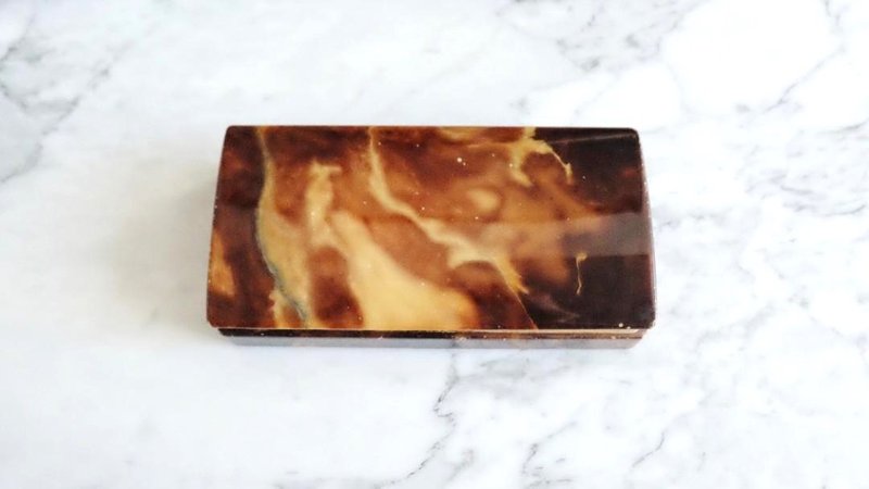 意大利啡色大理石首饰盒 - 收纳用品 - 玉石 金色