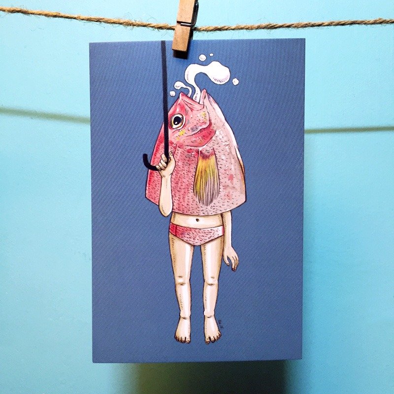 插画明信片 / I am a Fish - 卡片/明信片 - 纸 蓝色