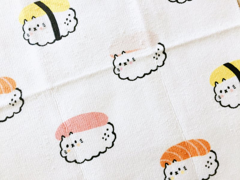 寿司总汇猫咪多用途小方巾 / 毛巾 - 毛巾浴巾 - 聚酯纤维 白色