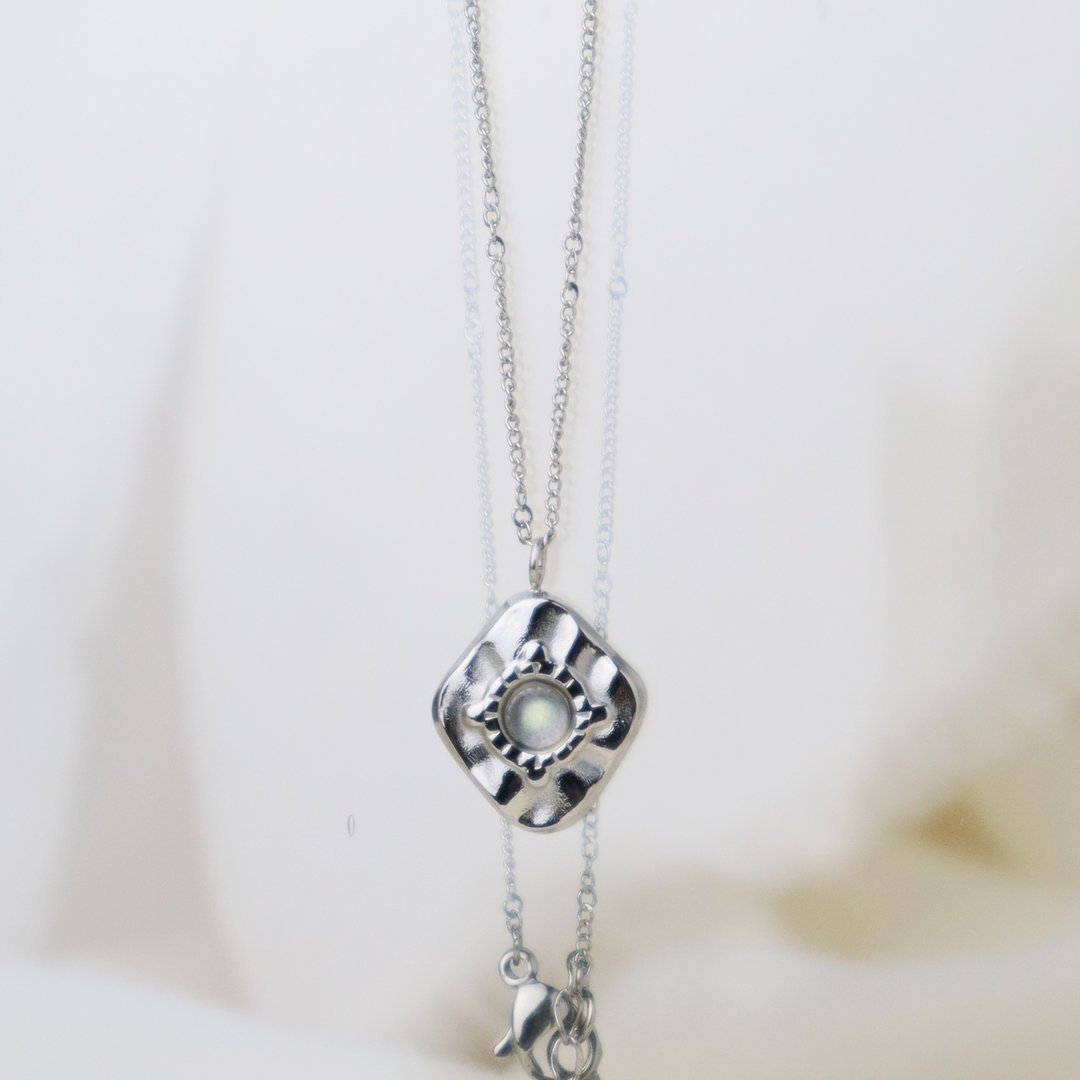 (新品)扩香项链-天然月光拉长石款(附绒布袋) - 项链 - 宝石 
