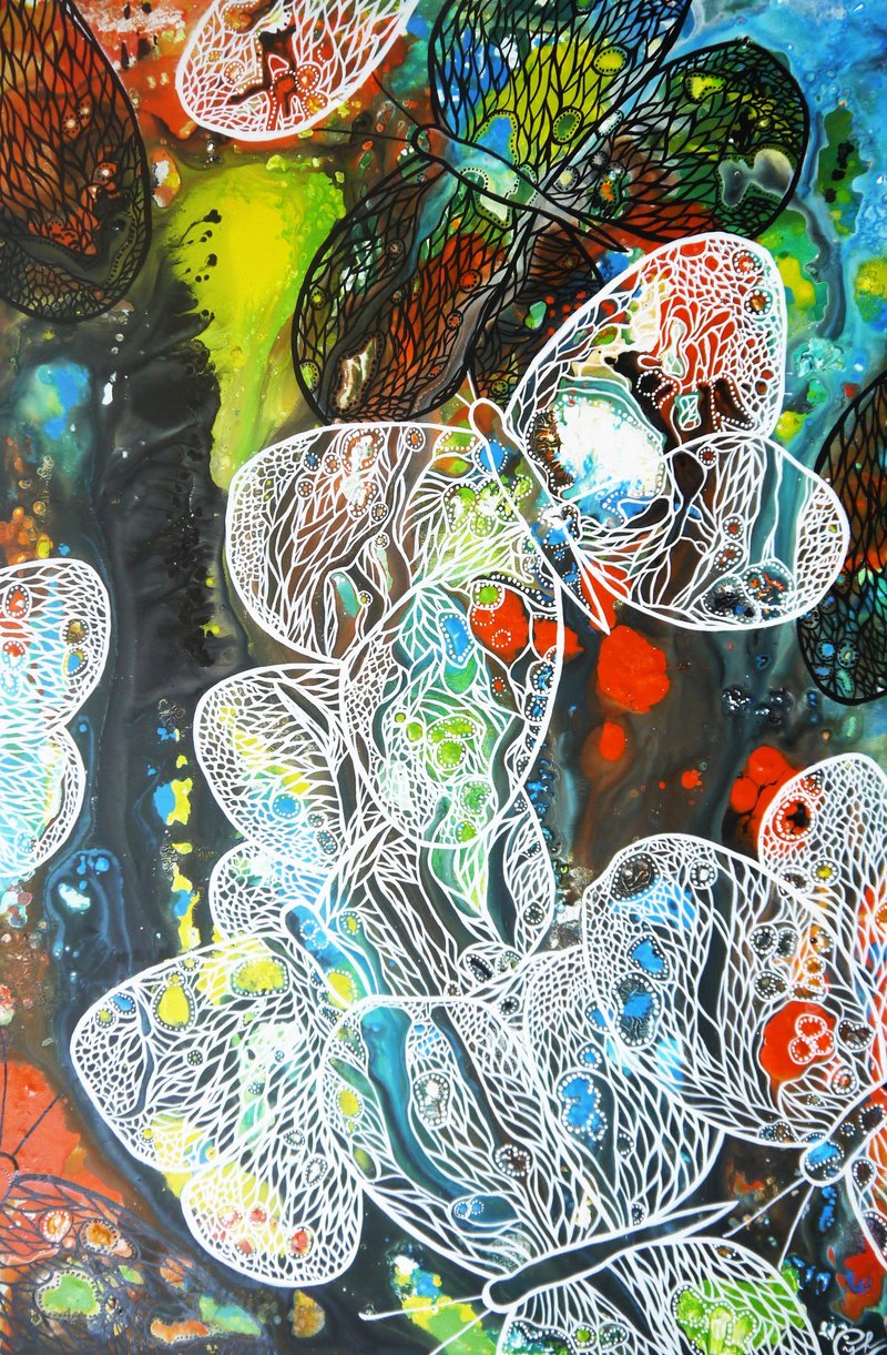 蝴蝶绘画－Black And White - 海报/装饰画/版画 - 棉．麻 多色