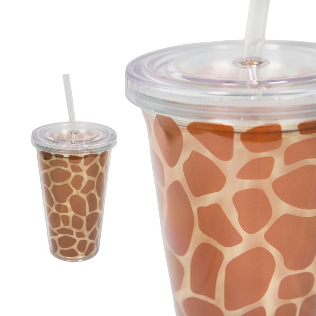 六福村x六福庄  长颈鹿动物纹双层杯500ml 官方直营 环保杯 - 其他杯子 - 其他材质 