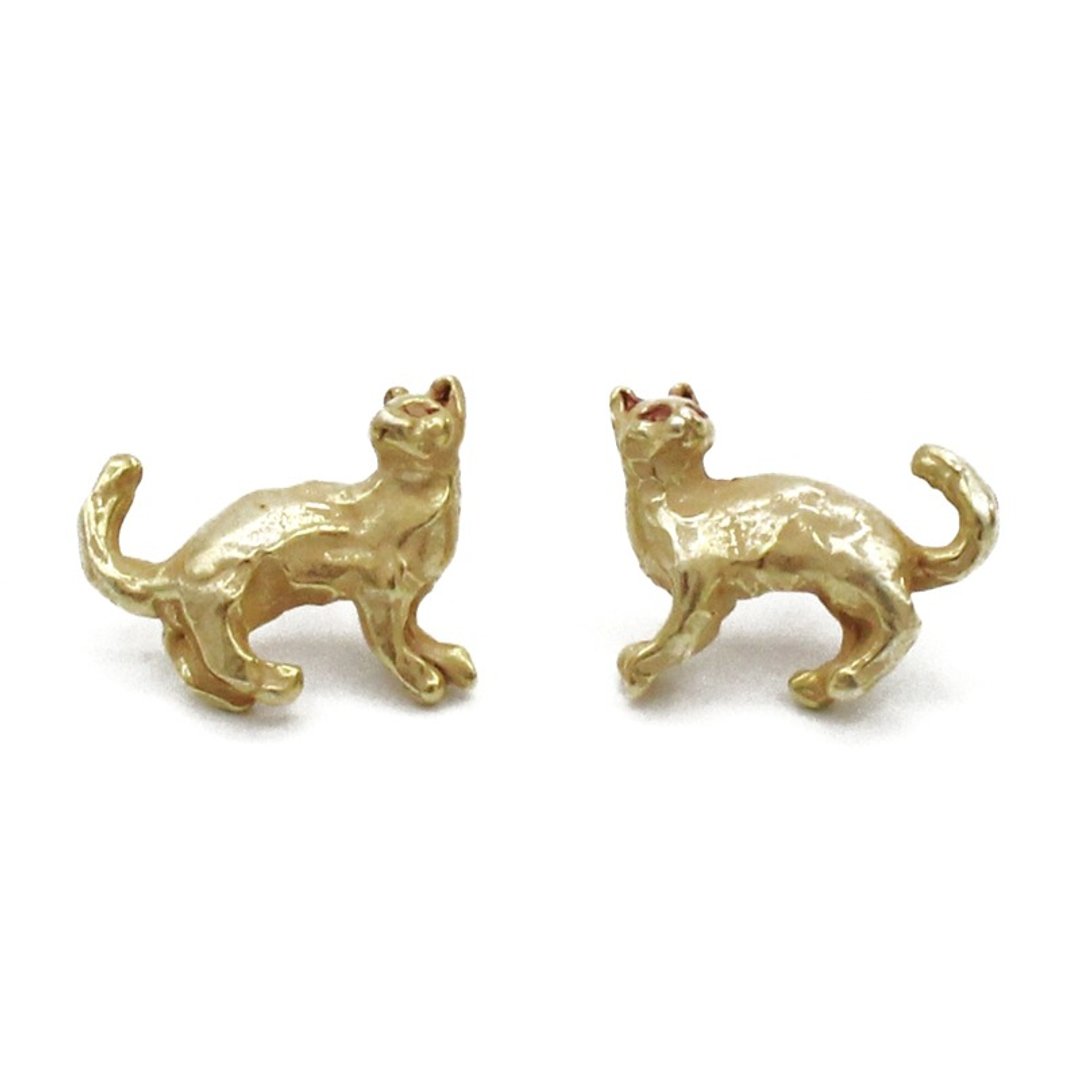 Reflected Cats (Gold) PA406GD - 耳环/耳夹 - 其他金属 金色