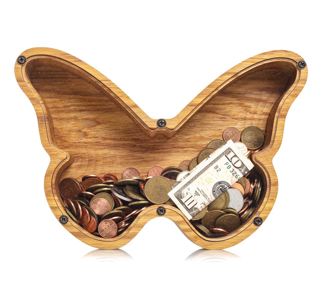 BUTTERFLY Personalized money box for kids Christmas gift for kids Nursery decor - 储蓄罐 - 木头 